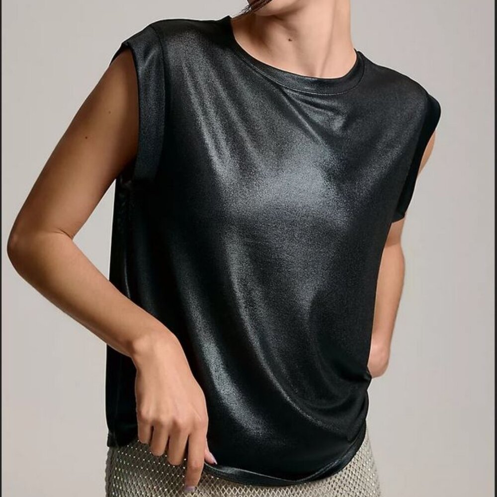 *NEW Anthropologie Porridge Shine Muscle Tee Black